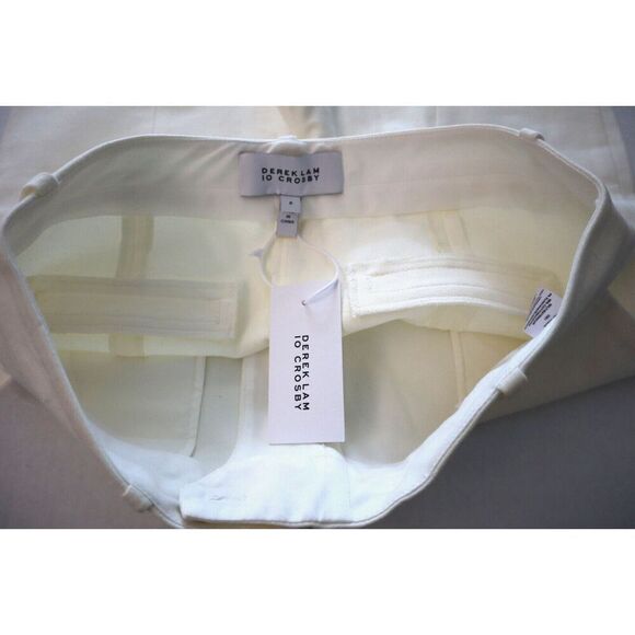 Derek Lam 10 Crosby Women Sz 8 Soft White Bronte Flat Front Cigarette Pants - Picture 3 of 13